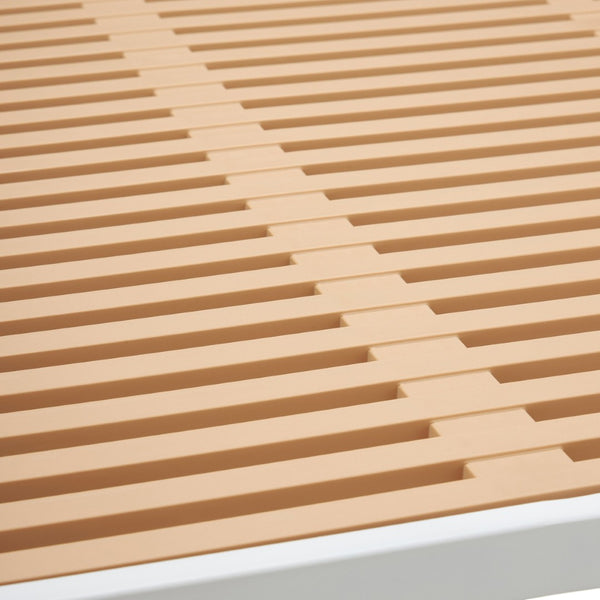 Meridian Furniture Marilla Foldable Outdoor Dining Table with Iron Frame and Slatted Polypropylene Weather Top White / Natural 55012White-T