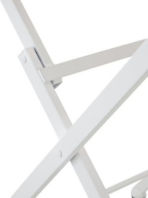 Meridian Furniture Marilla Foldable Outdoor Dining Table with Iron Frame and Slatted Polypropylene Weather Top White / Natural 55012White-T