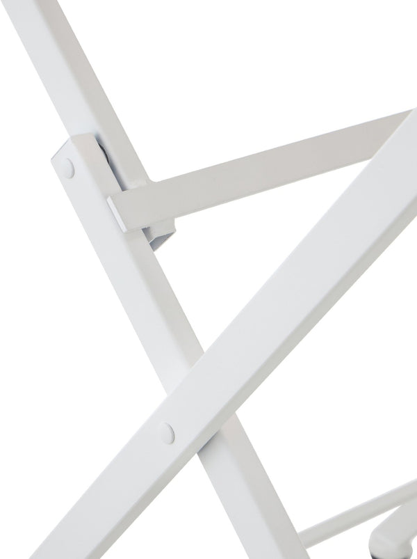 Meridian Furniture Marilla Foldable Outdoor Dining Table with Iron Frame and Slatted Polypropylene Weather Top White / Natural 55012White-T