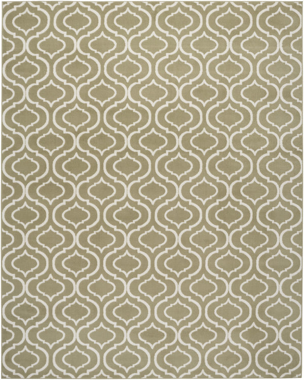 Homeroots 5' X 7' Olive Green And Ivory Trellis Non Skid Area Rug  Polypropylene 550138