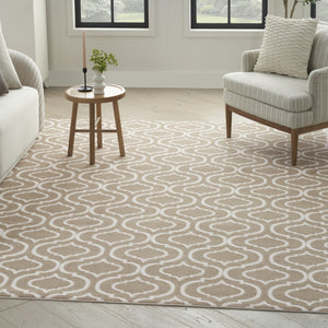 Homeroots 5' X 7' Taupe And Ivory Trellis Non Skid Area Rug  Polypropylene 550143