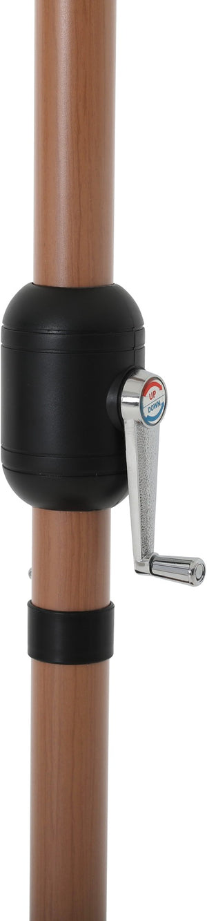 Meridian Furniture Fiji Outdoor Patio Umbrella with Teak Pole Beige Polyester Canopy and Wheeled Base 55014Beige-AB