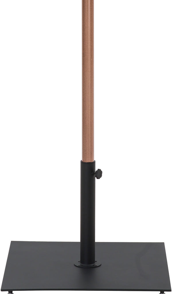 Meridian Furniture Fiji Outdoor Patio Umbrella with Teak Pole Beige Polyester Canopy and Wheeled Base 55014Beige-AB