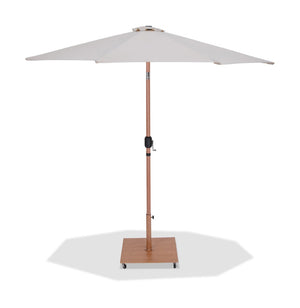 Meridian Furniture Fiji Outdoor Patio Umbrella Set with Wheeled Base Teak Pole and Water Resistant Canopy 55014Beige-AT