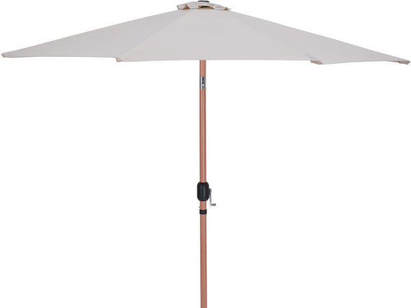 Meridian Furniture Fiji Outdoor Patio Umbrella Set with Wheeled Base Teak Pole and Water Resistant Canopy 55014Beige-AT