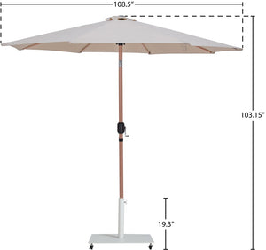 Meridian Furniture Fiji Outdoor Patio Umbrella with Weighted Base Uv Resistant Beige Polyester Canopy 55014Beige-AW