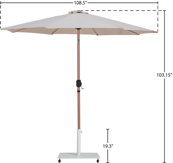 Meridian Furniture Fiji Outdoor Patio Umbrella with Weighted Base Uv Resistant Beige Polyester Canopy 55014Beige-AW