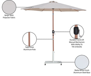 Meridian Furniture Fiji Outdoor Patio Umbrella with Weighted Base Uv Resistant Beige Polyester Canopy 55014Beige-AW