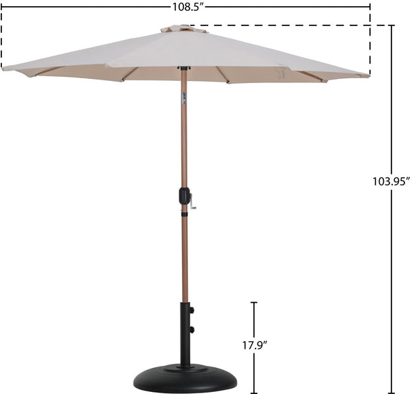 Meridian Furniture Fiji Outdoor Patio Umbrella with Teak Pole Weighted Base Uv Resistant Canopy 55014Beige-BB