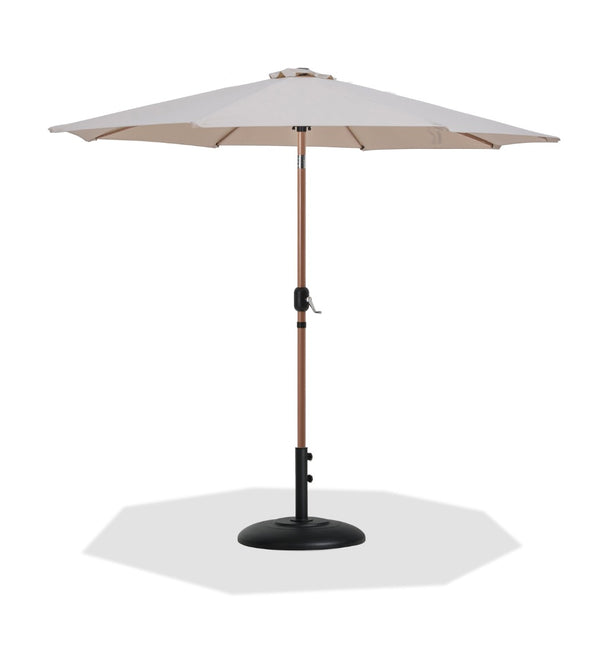 Meridian Furniture Fiji Outdoor Patio Umbrella with Teak Pole Weighted Base Uv Resistant Canopy 55014Beige-BB