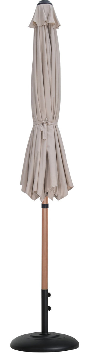 Meridian Furniture Fiji Outdoor Patio Umbrella with Teak Pole Weighted Base Uv Resistant Canopy 55014Beige-BB
