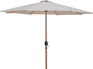 Meridian Furniture Fiji Outdoor Patio Umbrella with Teak Pole Weighted Base Uv Resistant Canopy 55014Beige-BB