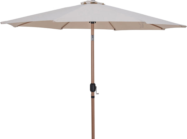 Meridian Furniture Fiji Outdoor Patio Umbrella with Teak Pole Weighted Base Uv Resistant Canopy 55014Beige-BB