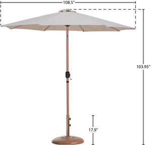 Meridian Furniture Fiji Outdoor Patio Umbrella with Base Teak Pole Water Resistant Uv Canopy 55014Beige-BT