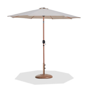 Meridian Furniture Fiji Outdoor Patio Umbrella with Base Teak Pole Water Resistant Uv Canopy 55014Beige-BT