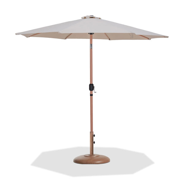 Meridian Furniture Fiji Outdoor Patio Umbrella with Base Teak Pole Water Resistant Uv Canopy 55014Beige-BT