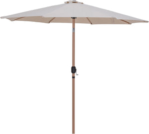 Meridian Furniture Fiji Outdoor Patio Umbrella with Base Teak Pole Water Resistant Uv Canopy 55014Beige-BT