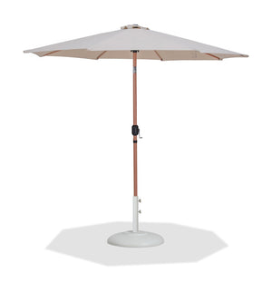 Meridian Furniture Fiji Outdoor Patio Umbrella with Base Fade Resistant Polyester and Teak Aluminum Pole 55014Beige-BW