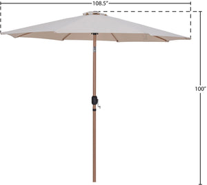 Meridian Furniture Fiji Outdoor Patio Umbrella with Uv Resistant Polyester Canopy and Teak Aluminum Pole Shade Beige 55014 55014Beige-U