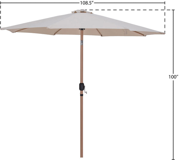Meridian Furniture Fiji Outdoor Patio Umbrella with Uv Resistant Polyester Canopy and Teak Aluminum Pole Shade Beige 55014 55014Beige-U