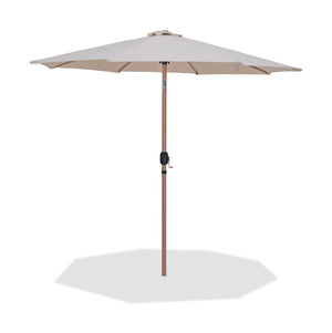 Meridian Furniture Fiji Outdoor Patio Umbrella with Uv Resistant Polyester Canopy and Teak Aluminum Pole Shade Beige 55014 55014Beige-U