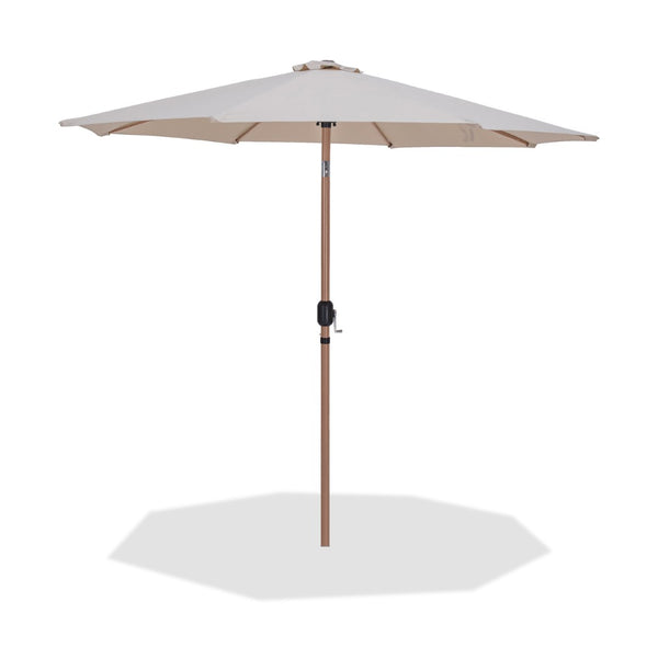 Meridian Furniture Fiji Outdoor Patio Umbrella with Uv Resistant Polyester Canopy and Teak Aluminum Pole Shade Beige 55014 55014Beige-U