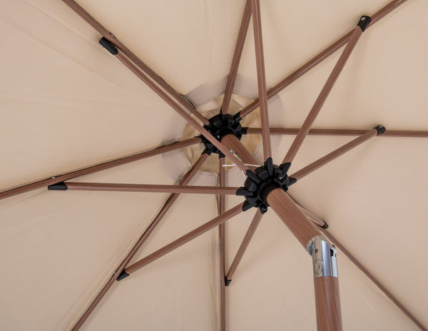 Meridian Furniture Fiji Outdoor Patio Umbrella with Uv Resistant Polyester Canopy and Teak Aluminum Pole Shade Beige 55014 55014Beige-U