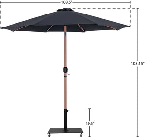 Meridian Furniture Fiji Cantilever Patio Umbrella with Weighted Caster Base and Weather Resistant Fabric 55014Black-AB