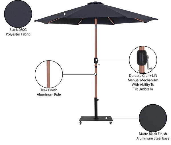 Meridian Furniture Fiji Cantilever Patio Umbrella with Weighted Caster Base and Weather Resistant Fabric 55014Black-AB