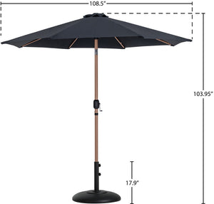 Meridian Furniture Fiji Cantilever Outdoor Umbrella with Teak Pole Uv Resistant Canopy and Matte Base 55014Black-BB