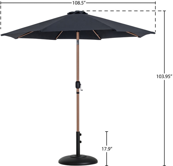 Meridian Furniture Fiji Cantilever Outdoor Umbrella with Teak Pole Uv Resistant Canopy and Matte Base 55014Black-BB