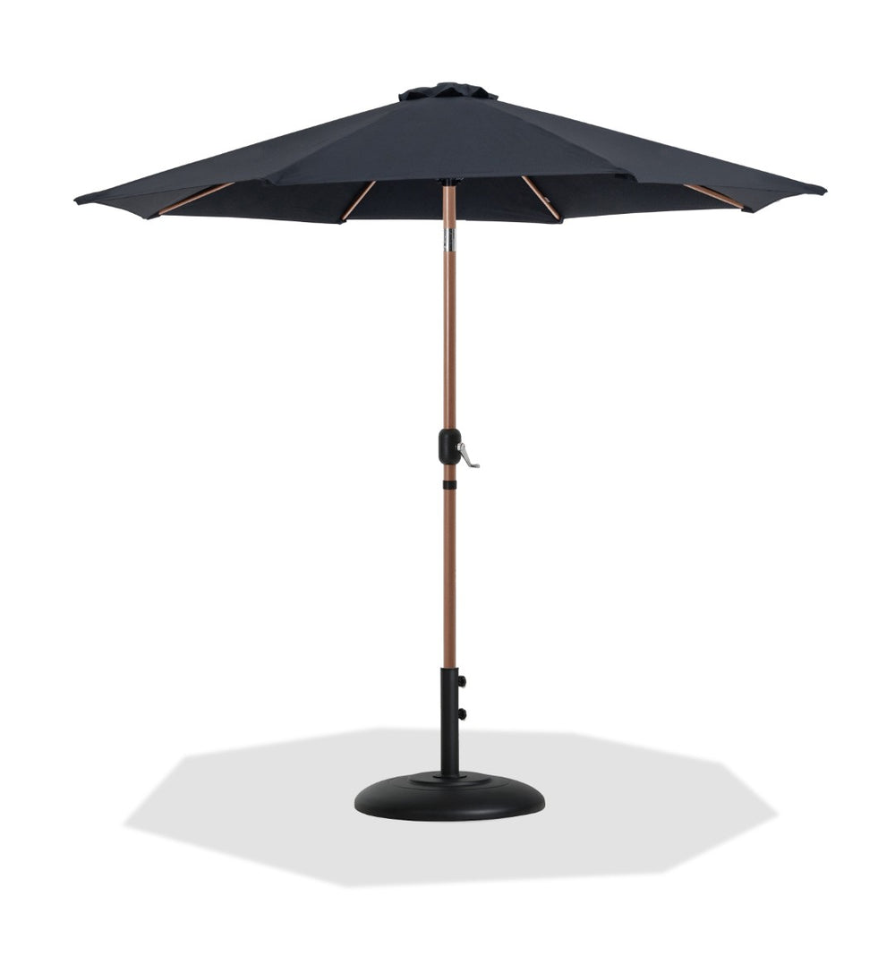 Meridian Furniture Fiji Cantilever Outdoor Umbrella with Teak Pole Uv Resistant Canopy and Matte Base 55014Black-BB
