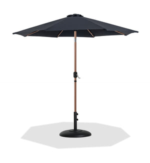 Meridian Furniture Fiji Cantilever Outdoor Umbrella with Teak Pole Uv Resistant Canopy and Matte Base 55014Black-BB