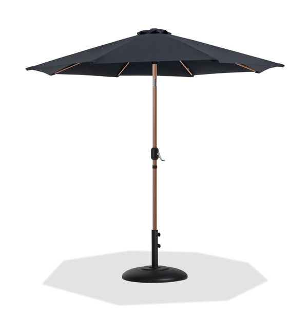 Meridian Furniture Fiji Cantilever Outdoor Umbrella with Teak Pole Uv Resistant Canopy and Matte Base 55014Black-BB