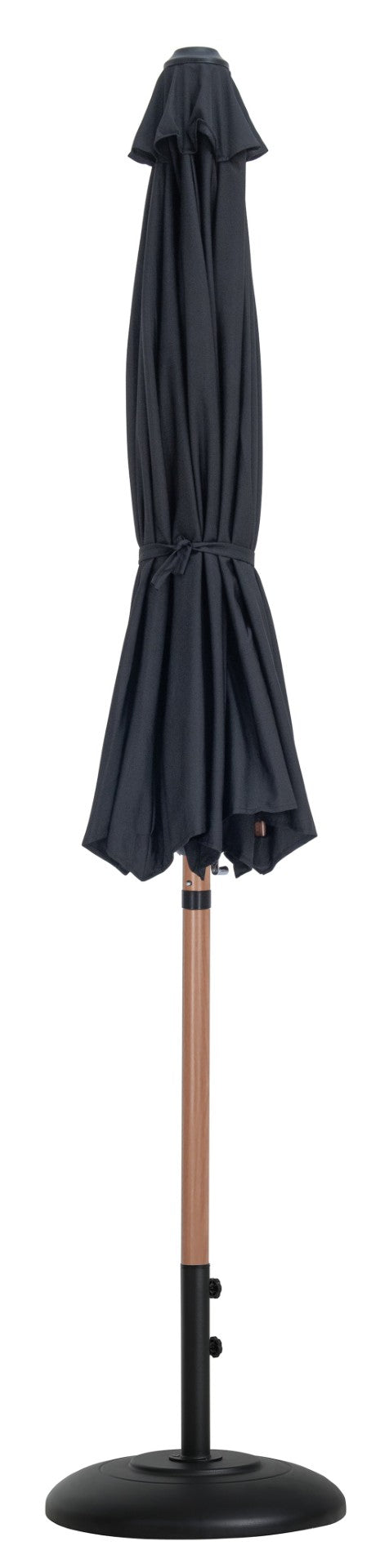 Meridian Furniture Fiji Cantilever Outdoor Umbrella with Teak Pole Uv Resistant Canopy and Matte Base 55014Black-BB