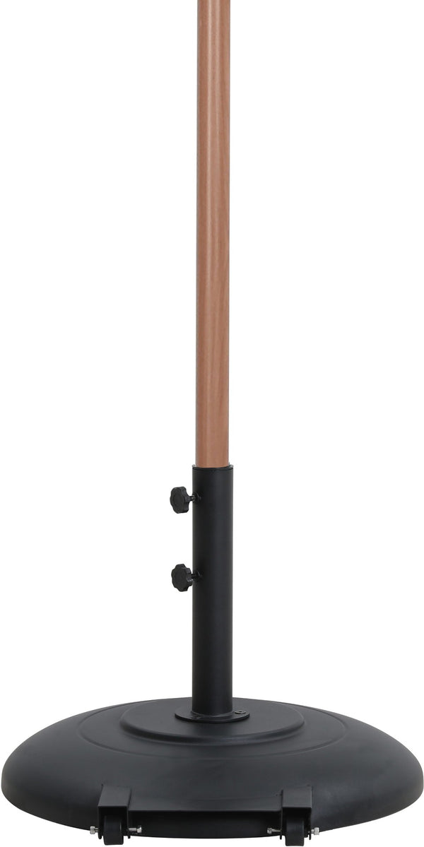 Meridian Furniture Fiji Cantilever Outdoor Umbrella with Teak Pole Uv Resistant Canopy and Matte Base 55014Black-BB