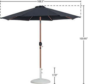 Meridian Furniture Fiji Outdoor Freestanding Umbrella Set with Uv Resistant Canopy and Teak Pole 55014Black-BW