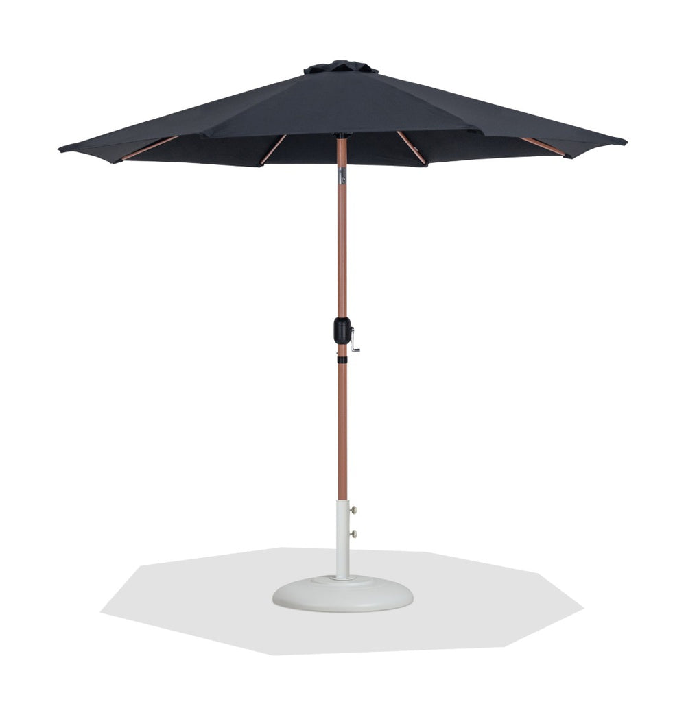 Meridian Furniture Fiji Outdoor Freestanding Umbrella Set with Uv Resistant Canopy and Teak Pole 55014Black-BW