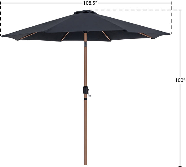 Meridian Furniture Fiji Outdoor Patio Umbrella with Uv Resistant Polyester Canopy and Teak Aluminum Pole Shade Black 55014 55014Black-U