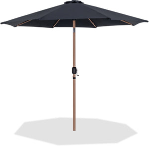 Meridian Furniture Fiji Outdoor Patio Umbrella with Uv Resistant Polyester Canopy and Teak Aluminum Pole Shade Black 55014 55014Black-U