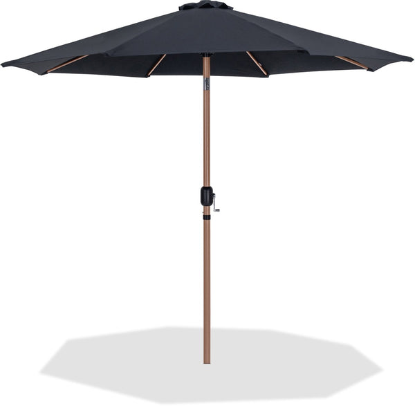 Meridian Furniture Fiji Outdoor Patio Umbrella with Uv Resistant Polyester Canopy and Teak Aluminum Pole Shade Black 55014 55014Black-U
