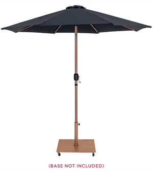Meridian Furniture Fiji Outdoor Patio Umbrella with Uv Resistant Polyester Canopy and Teak Aluminum Pole Shade Black 55014 55014Black-U