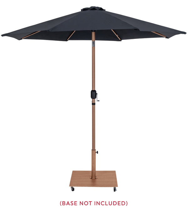 Meridian Furniture Fiji Outdoor Patio Umbrella with Uv Resistant Polyester Canopy and Teak Aluminum Pole Shade Black 55014 55014Black-U