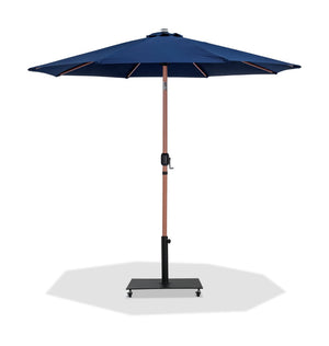 Meridian Furniture Fiji Freestanding Patio Umbrella Set with Weatherproof Canopy and Teak Pole Base 55014Navy-AB
