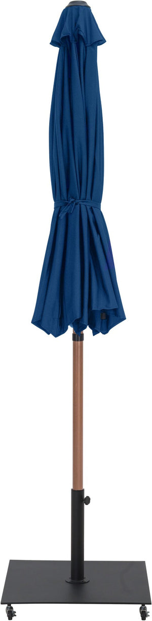Meridian Furniture Fiji Freestanding Patio Umbrella Set with Weatherproof Canopy and Teak Pole Base 55014Navy-AB