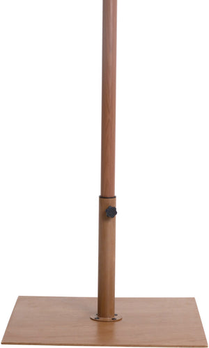 Meridian Furniture Fiji 9 Foot Outdoor Patio Umbrella with Teak Pole Navy Canopy and Rolling Base 55014Navy-AT