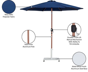 Meridian Furniture Fiji Freestanding Outdoor Umbrella with Uv Resistant Polyester Canopy and Wheeled Base 55014Navy-AW