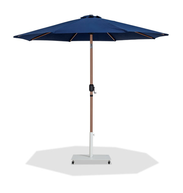 Meridian Furniture Fiji Freestanding Outdoor Umbrella with Uv Resistant Polyester Canopy and Wheeled Base 55014Navy-AW
