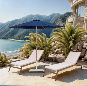 Meridian Furniture Fiji Freestanding Outdoor Umbrella with Uv Resistant Polyester Canopy and Wheeled Base 55014Navy-AW