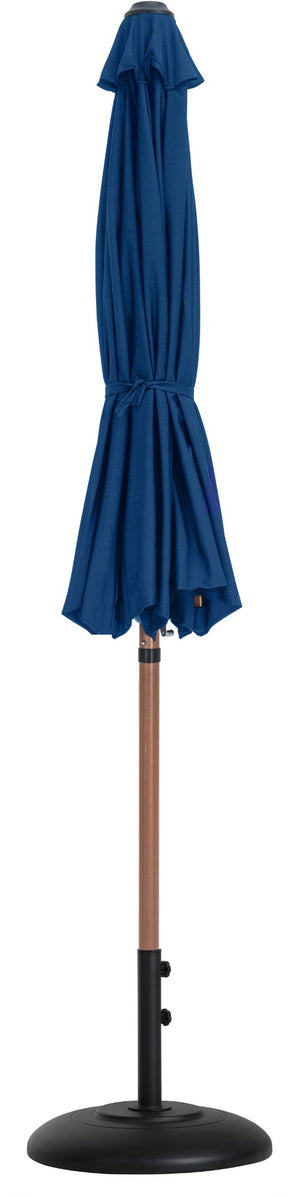 Meridian Furniture Fiji Outdoor Patio Umbrella with Base Uv Resistant Navy Polyester Teak Aluminum 55014Navy-BB